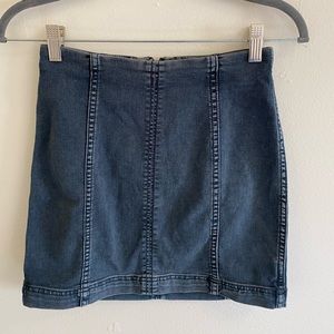 Free People “Modern Femme denim mini” skirt, size 2 with zipper back